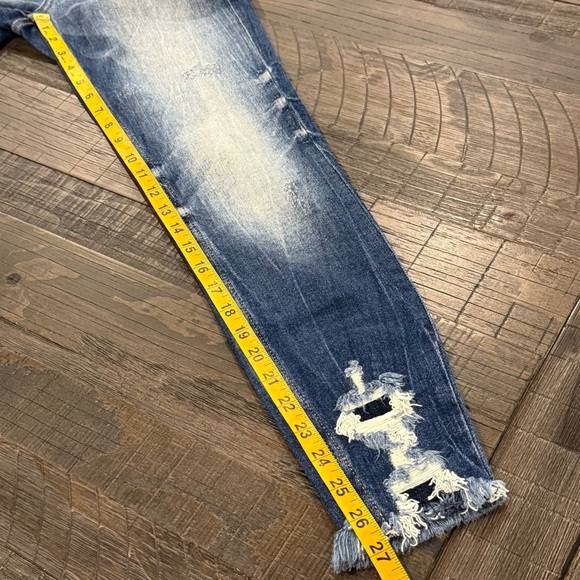 KanCan Signature Mid Rise Ankle Skinny Distressed Medium Wash Raw Hem 24 - Picture 14 of 16
